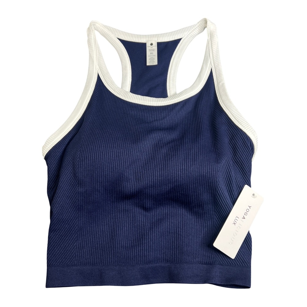 Yogalicious Lux Rib Seamless Lucia Tank Naval Academy White XL SLY-1833TBK NWT